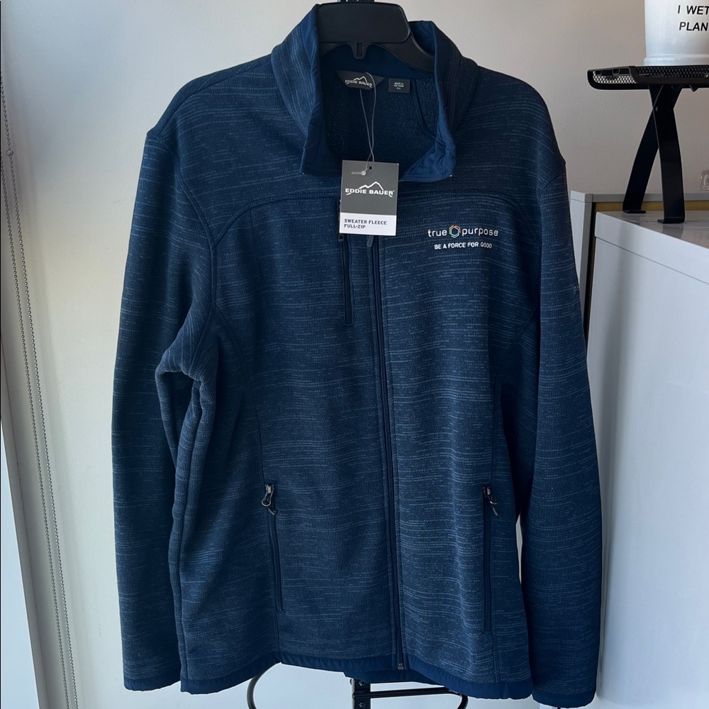 Eddie Bauer Dark Navy Heather Full-Zip Fleece Jacket.  Size XXL